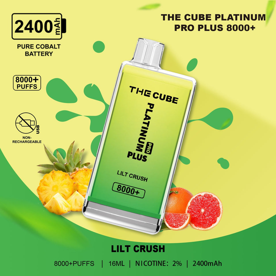 The Crystal Cube Platinum Pro Plus 8000+ Disposable Vape(non-recharcheable) - Any 2 For £22